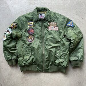 Vtg Tuskegee Airmen Black Aces Heritage Reversible MA-1 Flight Jacket Size 2XL